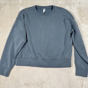 Spanx Air Essentials Crewneck Sweatshirt Blue Pullover Soft Women's Size Large